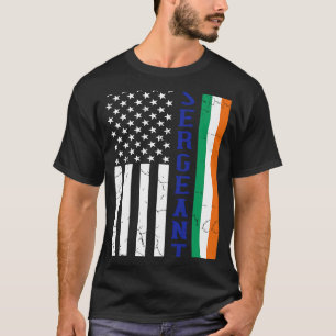 Camiseta Sargento de Polícia Irlandês Americano Bandeira do