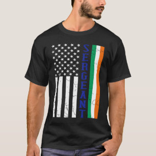 Camiseta Sargento de Polícia Irlandês Americano Flag