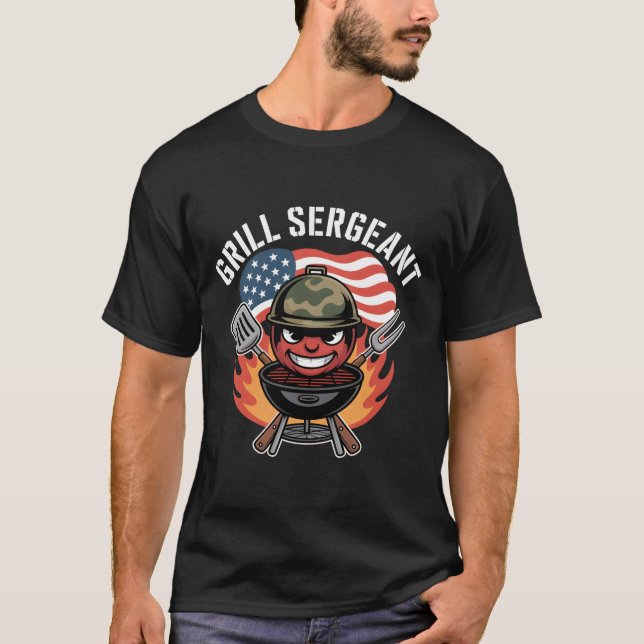 Camiseta Sargento Grill - CHURRASCO de Dia do Pai Engraçado (Frente)