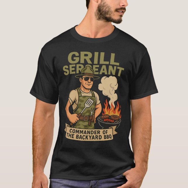 Camiseta Sargento Grill - CHURRASCO engraçado de Dia de os  (Frente)