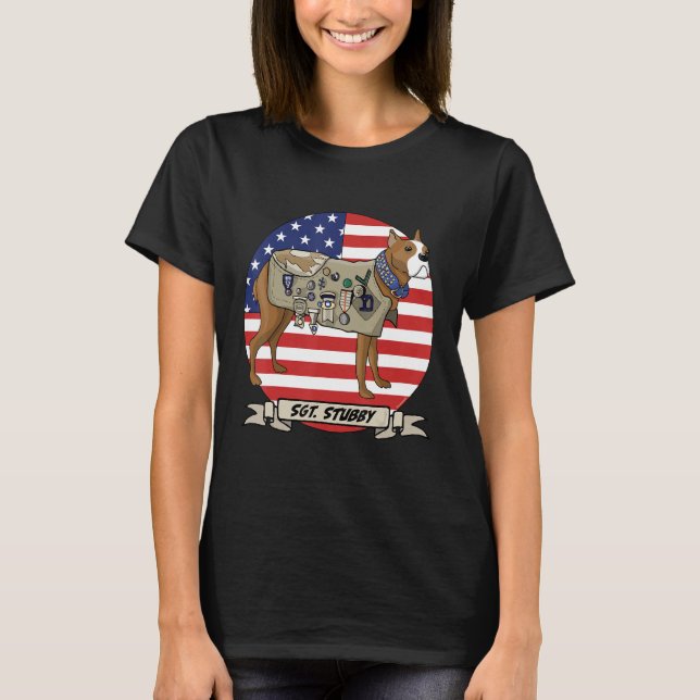 Camiseta Sargento Stubby, cão de guerra americano (Frente)