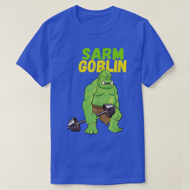 Camiseta Sarm Goblin Funny Body Building Gym Músculos Worko (Frente do Design)
