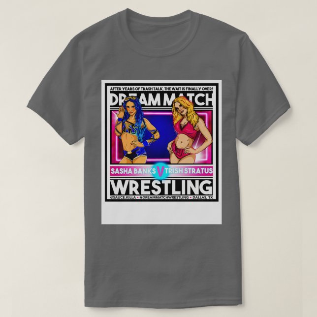 Camiseta Sasha Banks vs Trish Stratus (Frente do Design)