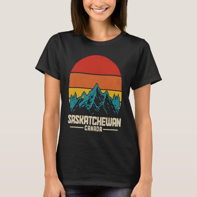 Camiseta Saskatchewan Canada Vintage Mountains Hiking Natur (Frente)