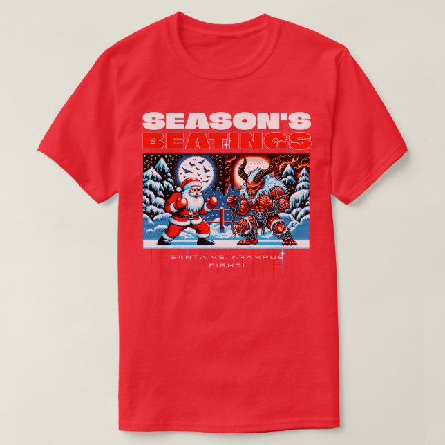 Camiseta Sasons Beatings Papai Noel vs Krampus (Frente do Design)