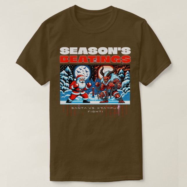 Camiseta Sasons Beatings Papai Noel vs Krampus (Frente do Design)