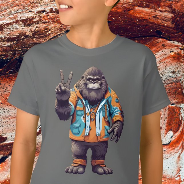Camiseta Sasquatch Bigfoot com Sinal de Paz (Criador carregado)