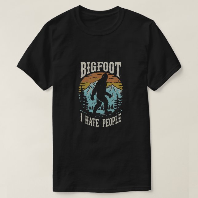 Camiseta Sasquatch Bigfoot Eu odeio pessoas (Frente do Design)