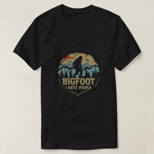 Camiseta Sasquatch Bigfoot Eu odeio pessoas (Frente do Design)