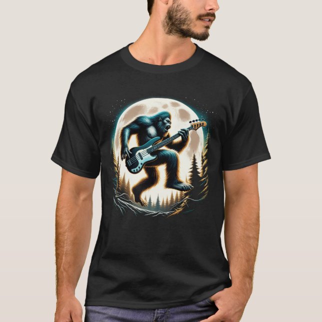 Camiseta Sasquatch Bigfoot tocando violão de assento no Che (Frente)