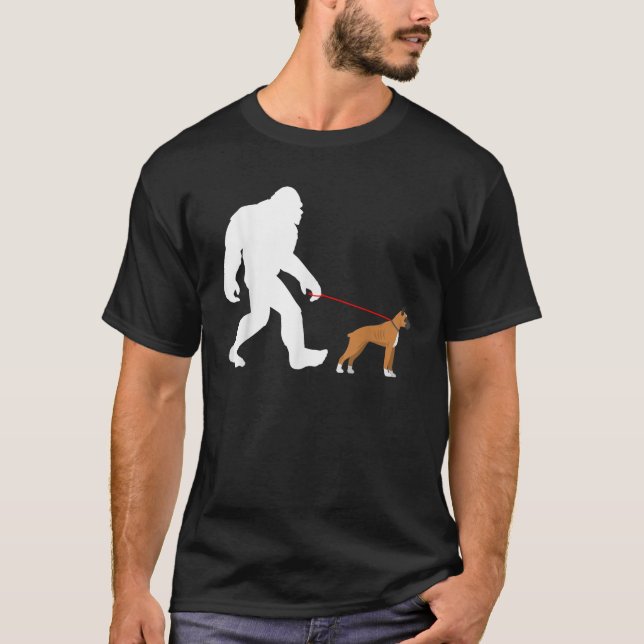 Camiseta Sasquatch com Bo Pé-Grande Andando Cão Cachorro (Frente)