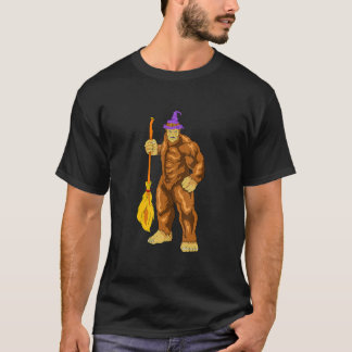 Camiseta Sasquatch da Bruxa Bigfoot com Broomstick Funny Ha