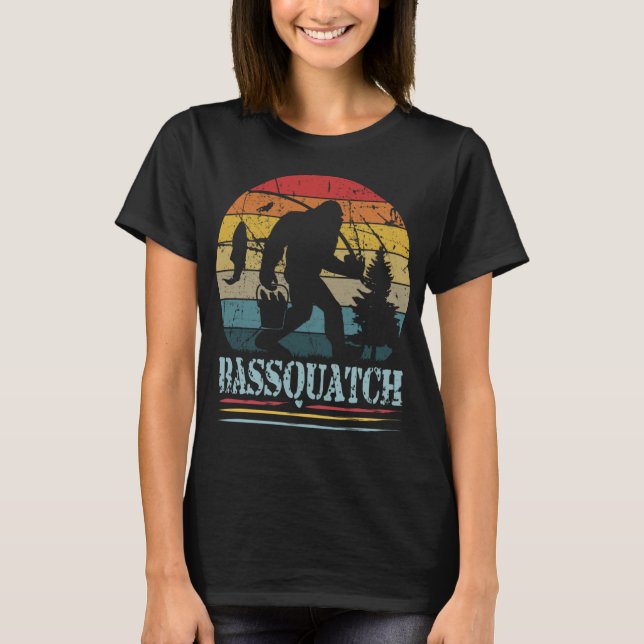 Camiseta Sasquatch De Pesca Funny Bigfoot BASSQUATCH (Frente)