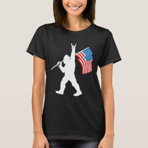 Camiseta Sasquatch Engraçado Rock And Roll Bandeira Dos EUA