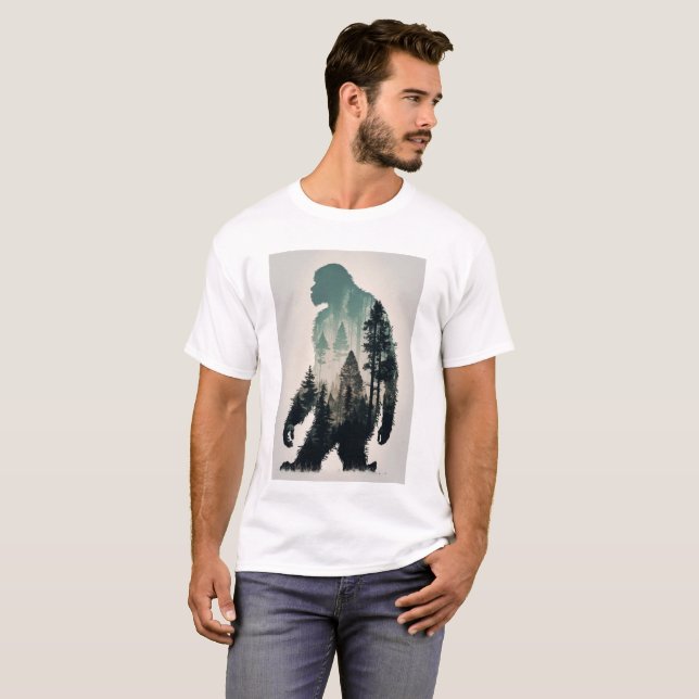 Camiseta Sasquatch, Floresta Selvagem de Legenda de Pé Gran (Frente Completa)