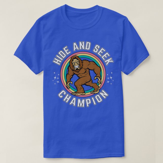 Camiseta Sasquatch Funny Bigfoot Esconde-Se E Procure Campe (Frente do Design)