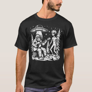 Camiseta Sasquatch Guitar Alien Ufo Camping Bigfoot Women M