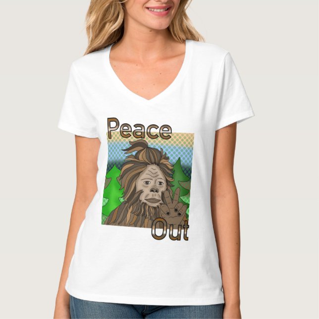 Camiseta Sasquatch Pé Grande de Paz (Frente)