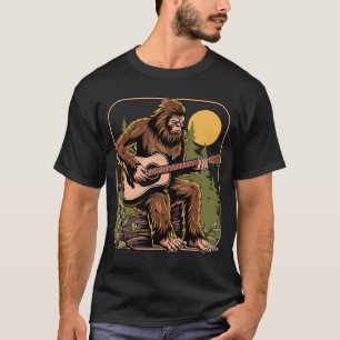 Camiseta Sasquatch Pé-Grande Retrorando Violão Acústico