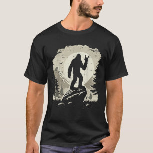 Camiseta Sasquatch Pedra Mão Lua Bigfoot Rocker Punk Homens