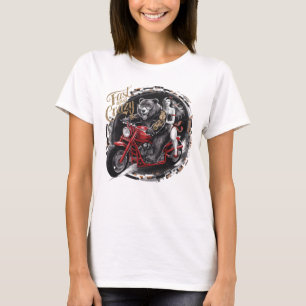 Camiseta Sasquatch Yeti, pau-pau-pau-patudo em uma moto