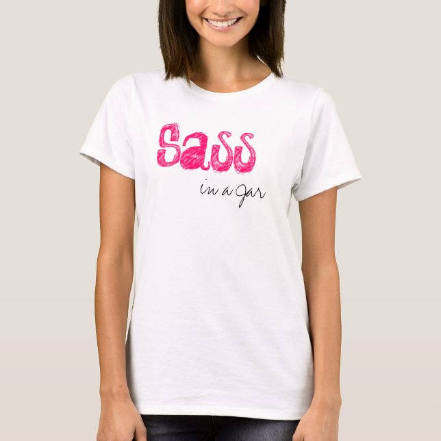 Camiseta Sass em um tanque do frasco (Frente)