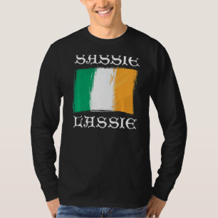Camiseta Sassie Lassie Dia de São Patrício Ireland Flag