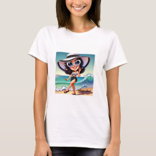 Camiseta Sassprettude Beach Babe – Ilustração em Estilo Car