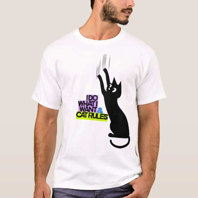 Camiseta Sassy Cat Quote – “I Do What I Want & Cat Rules” F (Frente)