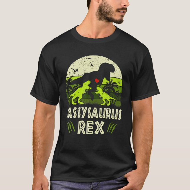 Camiseta Sassy Dinossaur T Rex Sassysaurus 2 Crianças (Frente)