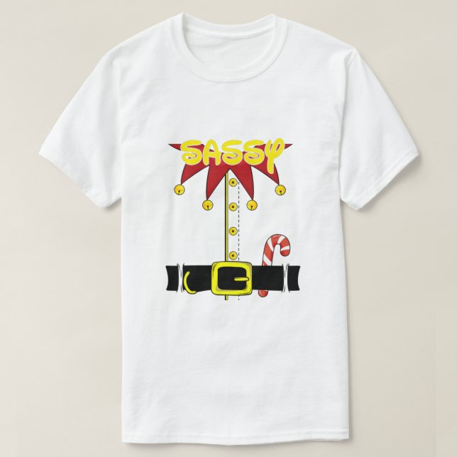 Camiseta Sassy Elf Matching Family Christmas Party Pajama O (Frente do Design)