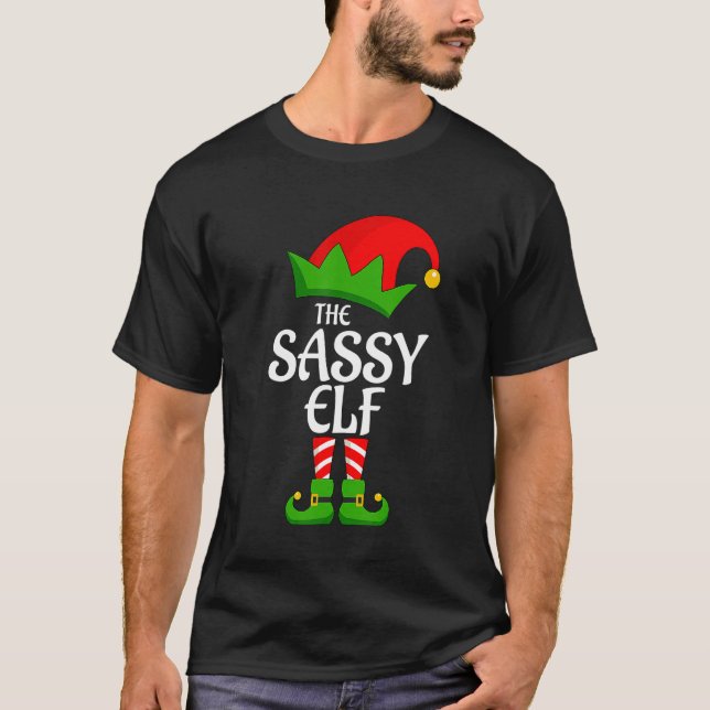 Camiseta Sassy Elf Matching Family Group Christmas Party (Frente)