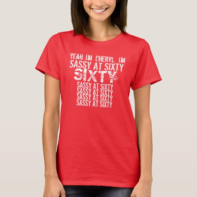 Camiseta Sassy em uns sessenta brancos vermelhos 2 de 60 (Frente)