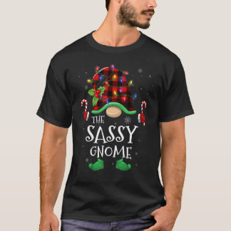 Camiseta Sassy Gnome Buffalo Plaid Matching Family Christma