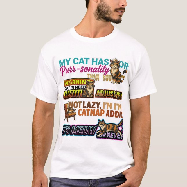 Camiseta Sassy "My Cat Has More Purr-sonality" Graphic Tee (Frente)