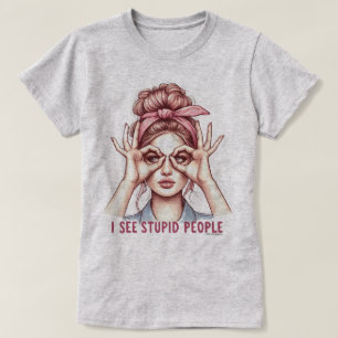 Camiseta Sassy Retro Girl – Vejo Pessoas Estúpidas