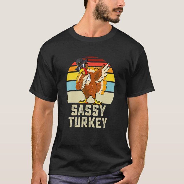 Camiseta Sassy Turkey Matching Family Graças Group W (Frente)