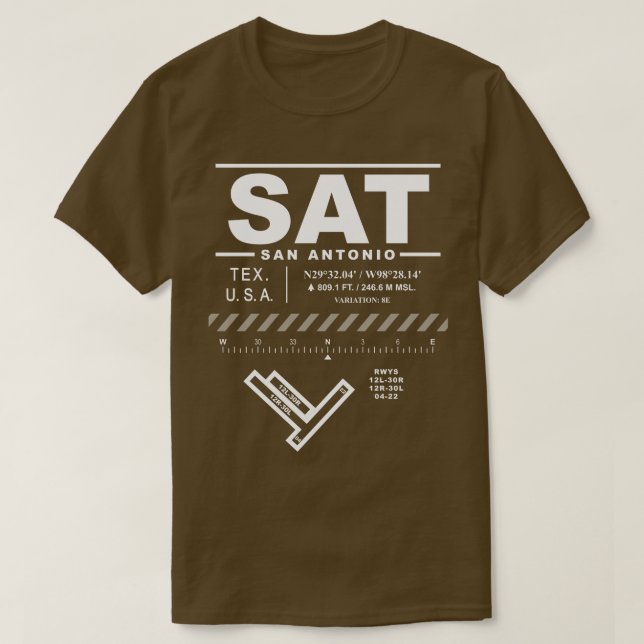 Camiseta SAT do Aeroporto Internacional de San Ant (Frente do Design)