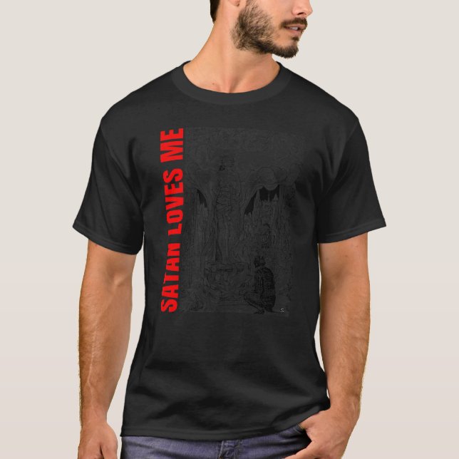 Camiseta Satã Ateu Satã Ateísta Me Ama Satânico oculto A (Frente)