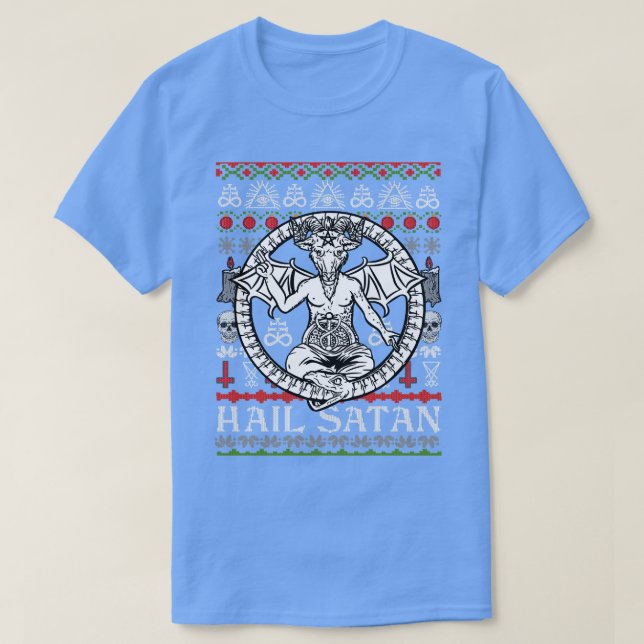 Camiseta Satã de granizo satânico de Natal (Frente do Design)