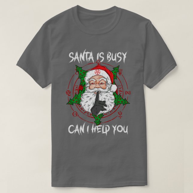 Camiseta Satã está ocupada Posso ajudar 4 (Frente do Design)