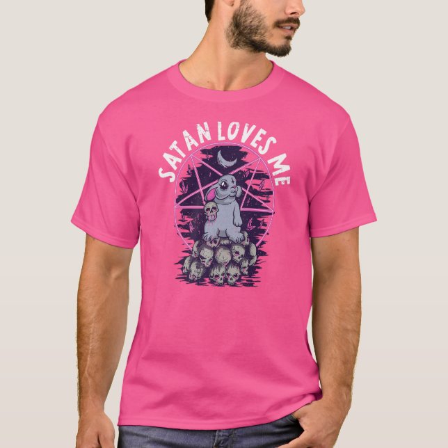 Camiseta Satã Me Ama Satanás Bunny Satanás 1 (Frente)