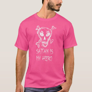 Camiseta Satan É Meu Herói Roupa De Halloween Com Palavras