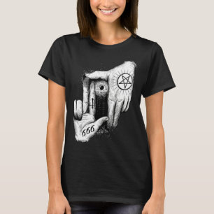 Camiseta Satan está Observando você 666 Oculto Baphomet Bod