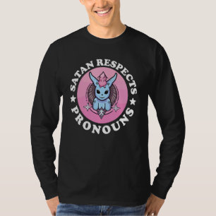 Camiseta Satan Respeita Pronomes LGBTQ Orgulho Gay