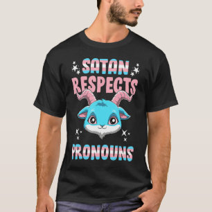 Camiseta Satan Transgênero Respeito Pronomes Pentagrama Tra