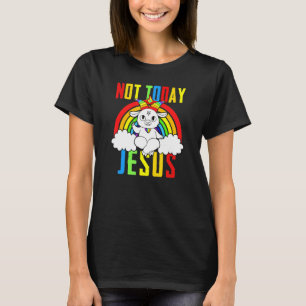 Camiseta Satanás Goat Não Hoje Jesus Rainbow Satanás