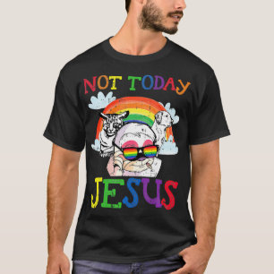 Camiseta Satanás LGBTQ Não Hoje Jesus Gótico de Gato Gótico