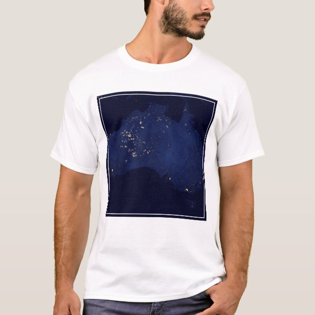 Camiseta Satélite As Luzes Noturnas Da Austrália. (Frente)