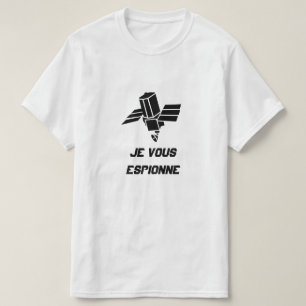 Camiseta Satélite Spy com texto "Je vous espionne"